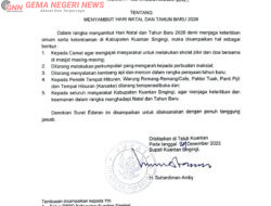 Sambut Nataru 2026, Bupati Kuansing Terbitkan Surat Edaran: Larang Petasan hingga Tutup Tempat Hiburan Malam